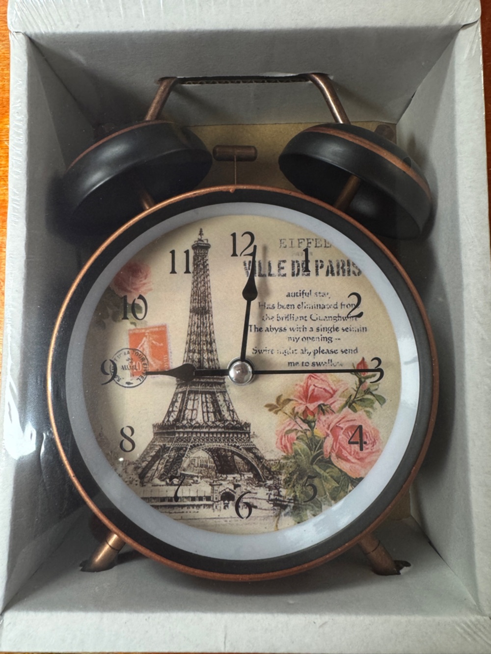 Paris Eiffel Tower Alarm Clock Vintage Retro Twin Bell Loud Alarm Desk Decor